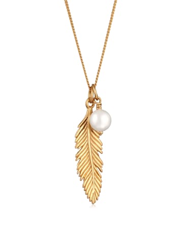 Elli Halskette 925 Sterling Silber Feder in Gold