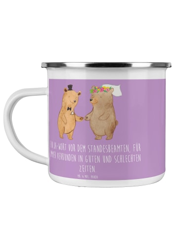 Mr. & Mrs. Panda Camping Emaille Tasse StandeMenschtliche Trauung V... in Lavendeltraum