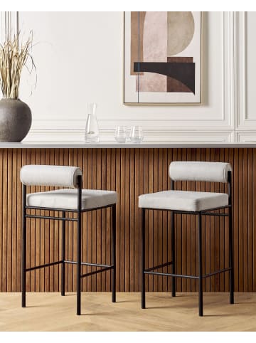 Beliani 2er-Set Barhocker AMAYA in Grau/Schwarz