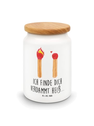 Mr. & Mrs. Panda Teedose Streichhölzer mit Spruch in Weiß