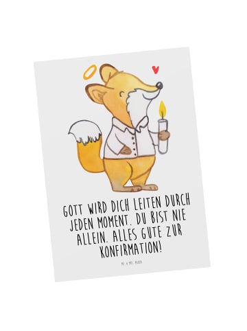 Mr. & Mrs. Panda Postkarte Fuchs Konfirmation mit Spruch in Weiß
