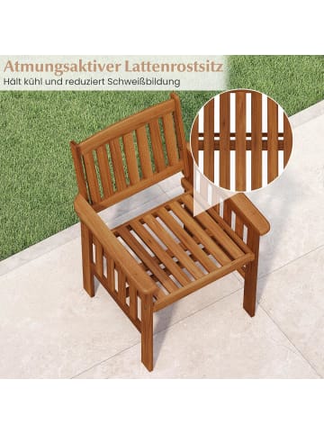 COSTWAY Gartenstühle Holz 2er Set in Braun