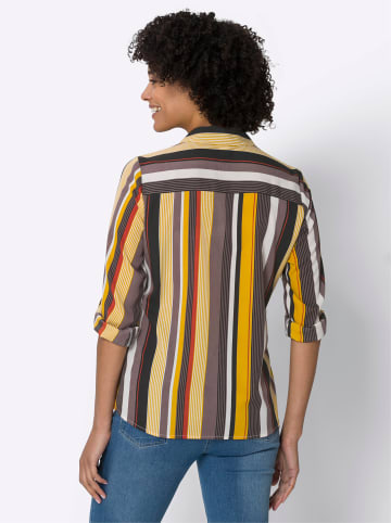 Sieh an! Gestreifte Bluse in ocker-dunkeltaupe-gestreift