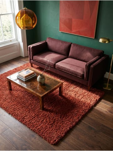 KADIMA DESIGN Teppich Hochflor Shaggy Waschbar Einfarbig RHEIN Strapazierfähig in Terrakotta