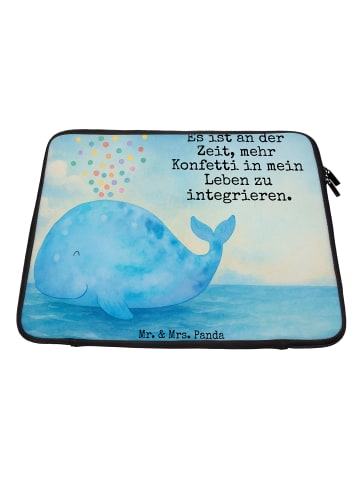 Mr. & Mrs. Panda Laptop Tasche Wal Konfetti Design mit Spruch in Weiß