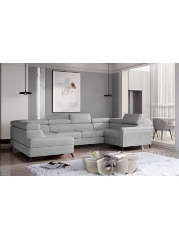 MF Design Esco Recamiere Links in Hellgrau -  (L) 200 x (B) 336 x (H) 92 cm
