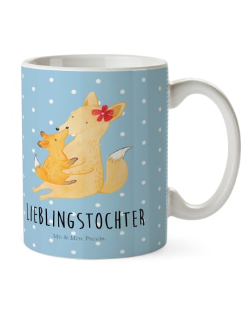 Mr. & Mrs. Panda Kindertasse Fuchs Mama mit Spruch in Blau Pastell