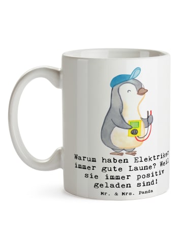 Mr. & Mrs. Panda Keramtiktasse Positiver Elektriker mit Spruch in Weiß