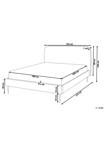 Beliani Doppelbett FLAYAT in Beige/Gold - (W) 193 x (H) 109 x (L) 215 cm