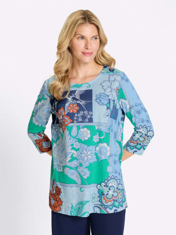 Sieh an! Longshirt in royalblau-himmelblau-bedruckt