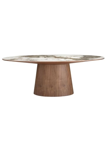 Esstisch 1177 in Weiß/Erde/Walnuss – Ø220 x (H)76 cm