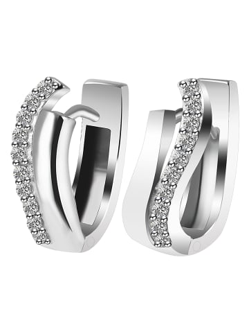 Adeliás Damen Ohrringe – Klappcreole aus 925 Silber mit Zirkonia in silber