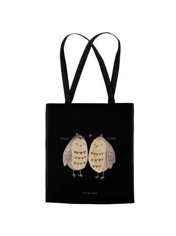 Mr. & Mrs. Panda Tragetasche Eulen Liebe ohne Spruch in Schwarz