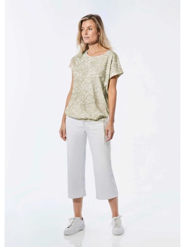 GOLDNER Kurzgröße:  Shirt Shirt mit U-Boot-Ausschnitt in beige / gemustert