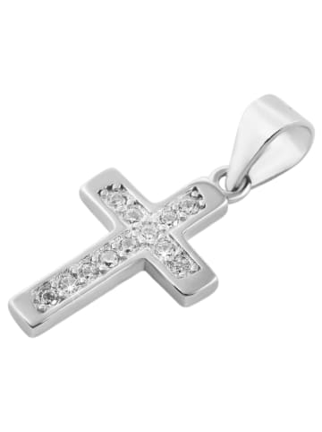 Adeliás Damen Anhänger – Kreuz Kreuzanhänger aus 925 Silber mit Zirkonia in silber
