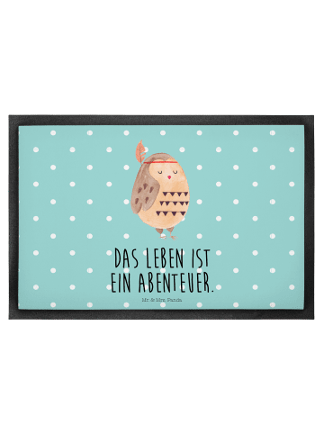 Mr. & Mrs. Panda Matte Eule Federschmuck mit Spruch in Türkis Pastell