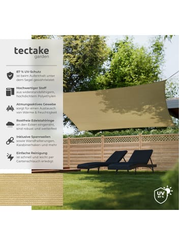 tectake Sonnensegel Sunny umfangreiches Montagematerial, Sand