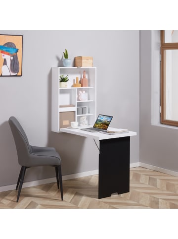 HOMCOM Schreibtisch-60L x 94,5B x 147H cm-Schwarz+Weiß