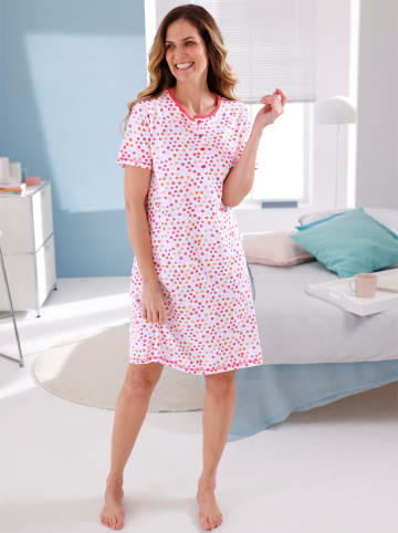 Comtessa Sleepshirt in weiß-flamingo-bedruckt