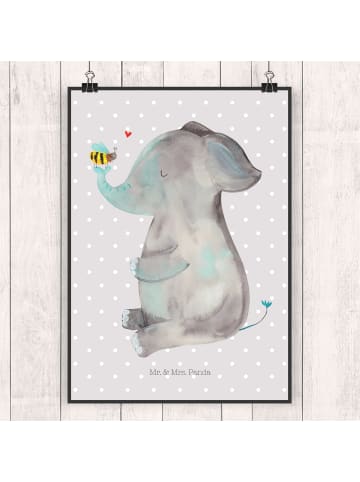 Mr. & Mrs. Panda Plakat Elefant Biene ohne Spruch in Grau Pastell