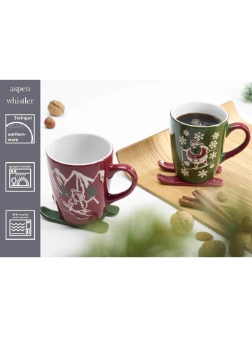 Ritzenhoff & Breker 6er Set Kaffeebecher auf Ski Aspen/Whistler 340 ml in grün-rot