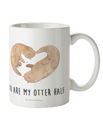 Mr. & Mrs. Panda Becher Otter Herz mit Spruch in Weiß