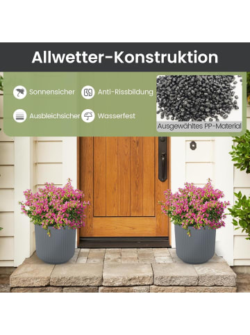 COSTWAY 2er Set Pflanzkübel rund in Grau