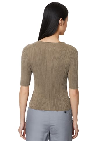 Marc O'Polo Kurzarm-Ripp-Strickpullover in milky brown