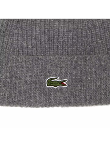 Lacoste Unisex Beanie - Mütze aus gerippter Wolle in grau