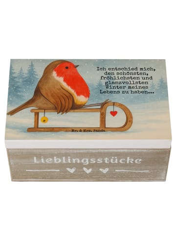 Mr. & Mrs. Panda Box Rotkehlchen Schlitten Design mit Spruch in Weiß