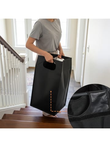 relaxdays Wäschesammler in Schwarz/ Braun - (B)116 x (H)72 x (T)33 cm