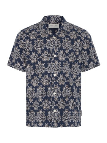 CASUAL FRIDAY Kurzarmhemd Ornamentprint V-Ausschnitt Modisch in Blau-2