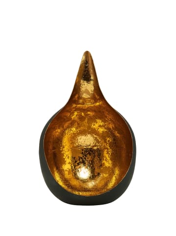Butlers Teelichthalter Höhe 15cm DELIGHT in Schwarz-Gold