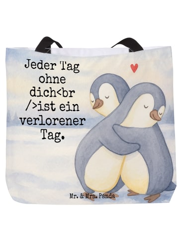 Mr. & Mrs. Panda Strandtasche Pinguine Kuscheln Design mit Spruch in Weiß
