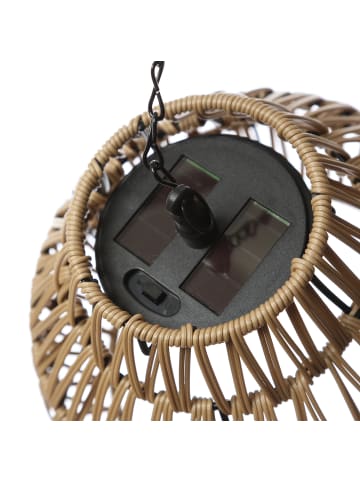 MARELIDA LED LED Solar Hängeleuchte Lampenschirm aus Kunststoffseil D: 22cm beige
