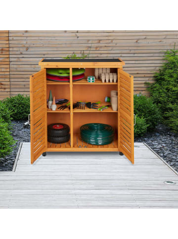 relaxdays Gartenschrank in Natur - (B)86,5 x (H)97 x (T)47 cm