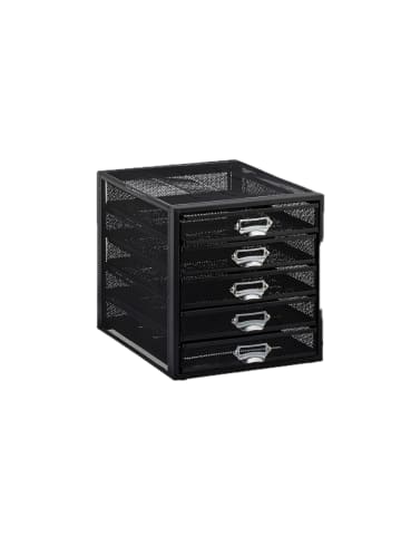 Schubladenbox 5 Fächer in Schwarz - (B)27,5 x (H)29 x (T)35,5 cm