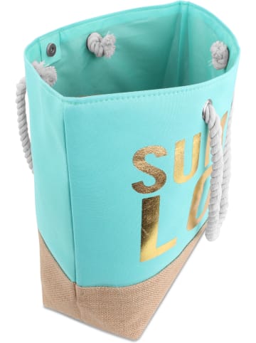 normani Bequeme Sommer-Umhängetasche, Strandtasche in Summer Love Turquoise/Gold