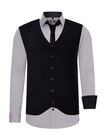 Rusty Neal Hemd mit Weste und Krawatte 3er Set in Grau