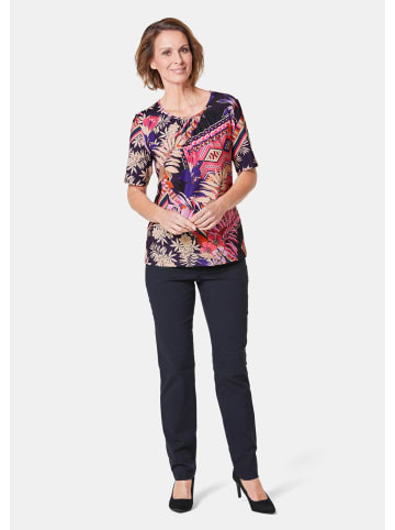 GOLDNER Kurzgröße:  Stretchbequemes Shirt mit Druck in pink / gemustert