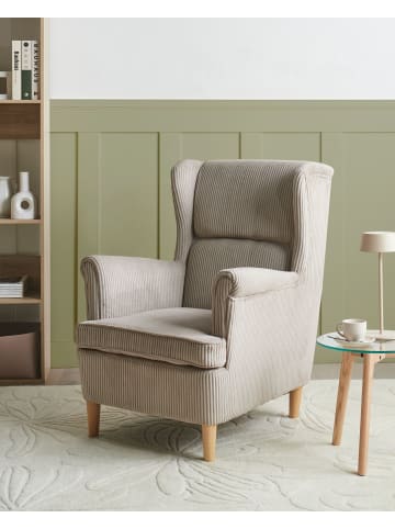 Beliani Ohrensessel ABSON in Beige/Braun - (W) 64 x (H) 100 x (L) 65 cm