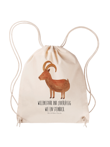 Mr. & Mrs. Panda Sportbeutel Sternzeichen Steinbock mit Spruch in Creme