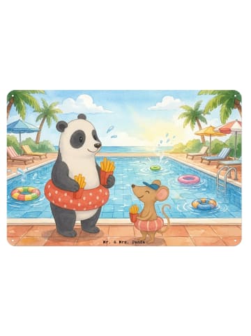 Mr. & Mrs. Panda Wandbild Panda Schwimmbad Pommes Design ohne Sp... in Weiß