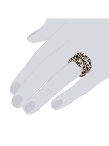 Lulu & Jane Ring Feder aus Metall-Legierung verziert mit Kristallen von Swarovski® in bronze