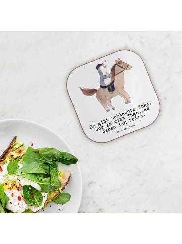 Mr. & Mrs. Panda Bierdeckel Pferd Reiten mit Spruch in Weiß