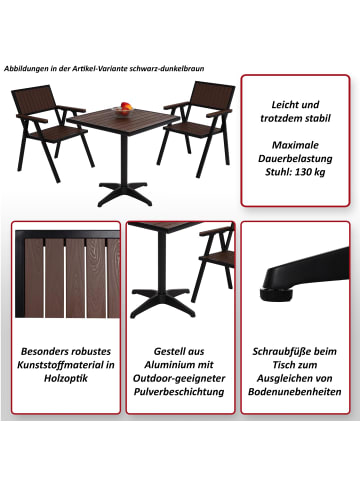 MCW 2er-Set Gartenstuhl+Gartentisch J95, Schwarz, dunkelbraun