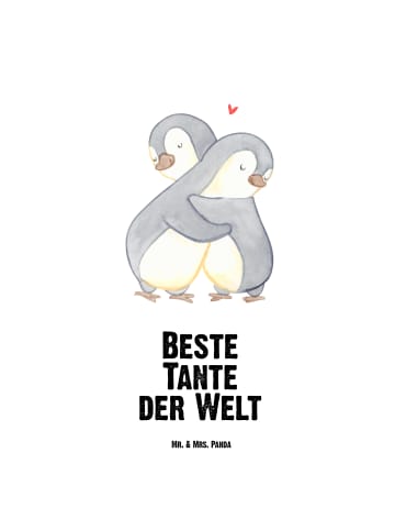 Mr. & Mrs. Panda Trinkflasche Pinguin Beste Tante der Welt mit S... in Weiß