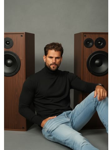 DAILY COTTON Rollkragenpullover - als Feinstrick Pulli in Slim Fit für Herren in Schwarz