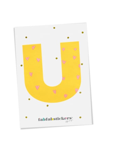 Fabfabstickers Buchstabe "U2" aus Stoff in Pink-Mix zum Aufbügeln