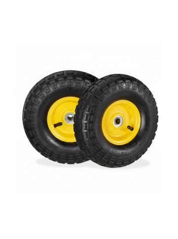 relaxdays 4 x Sackkarrenrad in Schwarz-Gelb - (H)85 x Ø260 mm